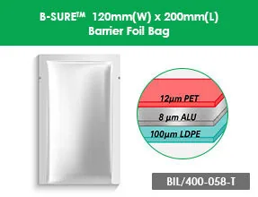 B SURE™ 120mmW x 200mmL Barrier Foil Bag